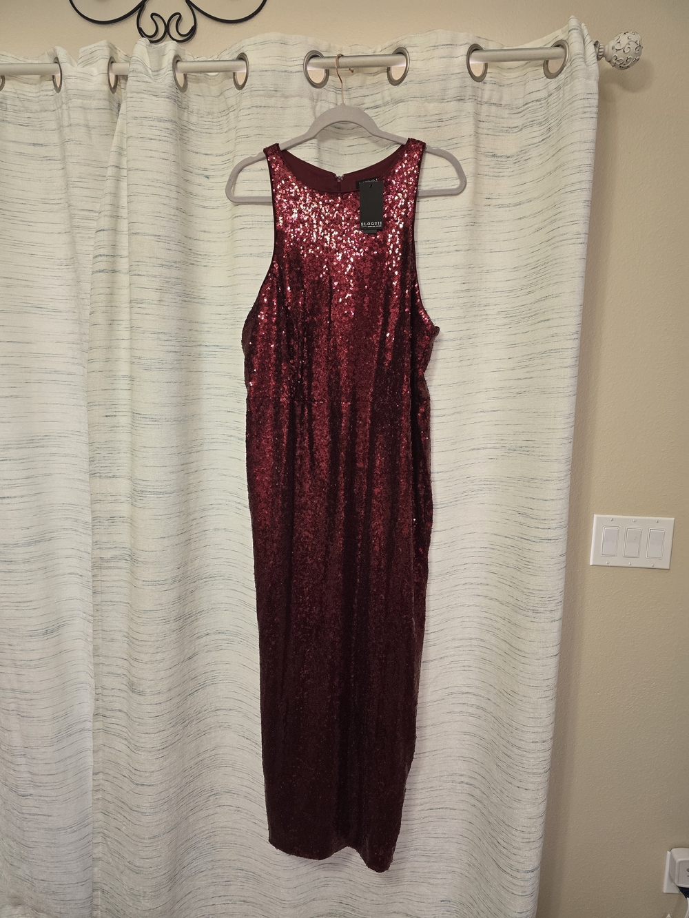 Eloquii Burgundy Sequin High-Neck Maxi Dress